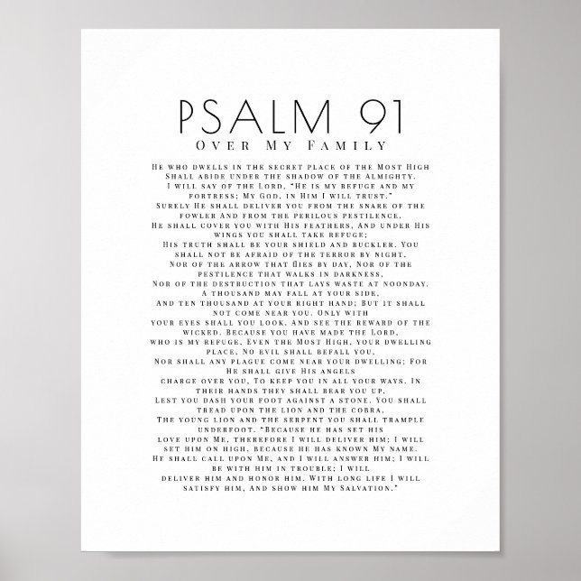 Minimalist Psalm 91 Over My Family Christian  Poster (Front)