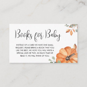 Minimalist Pumpkin Baby Shower Books for Baby Enclosure Card