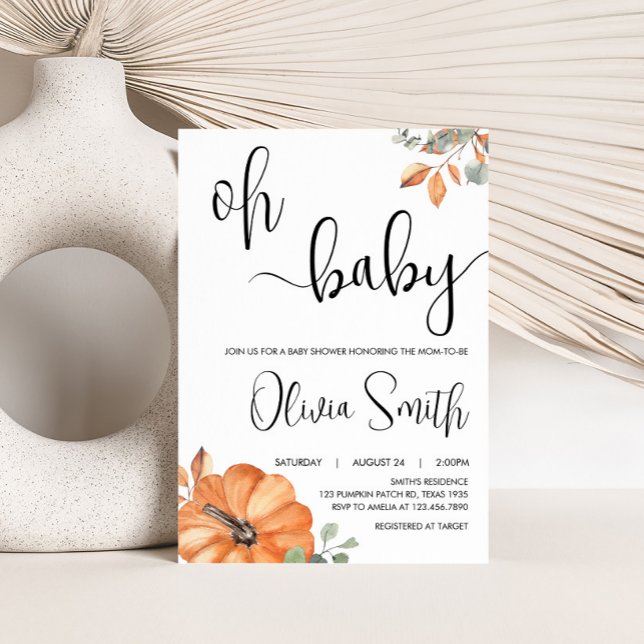 Minimalist Pumpkin Baby Shower Invitation (Pumpkin Baby Shower Invitation
)