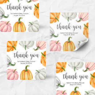 Minimalist Pumpkin Fall Baby Shower Square Sticker