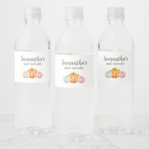 Minimalist Pumpkin Fall Baby Shower Water Bottle Label