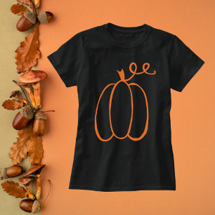 Minimalist Pumpkin Outline Autumn T-Shirt