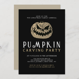 Minimalist Pumpkin Spooky Carving Party Halloween Invitation