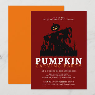 Minimalist Pumpkin Spooky Carving Party Halloween Invitation