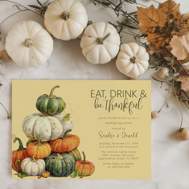 Minimalist Pumpkin Thanksgiving Dinner Invitation (Creator Uploaded)