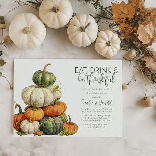 Minimalist Pumpkin Thanksgiving Dinner Invitation