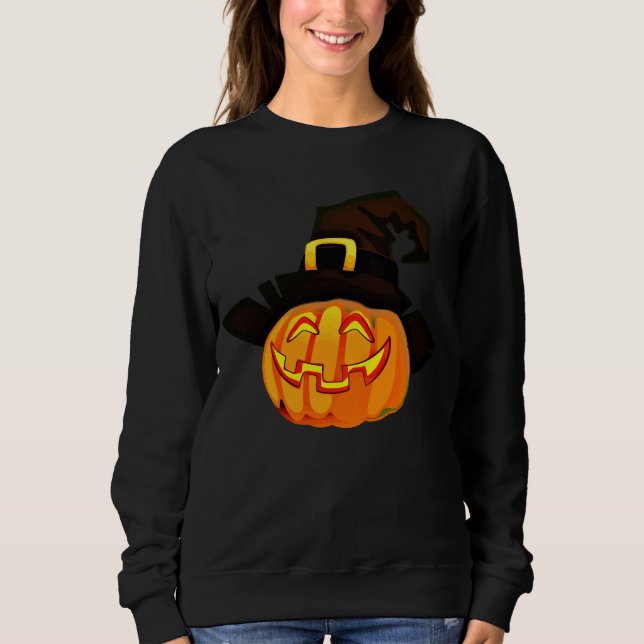 Minimalist Pumpkin Witch Hat Sweatshirt (Front)