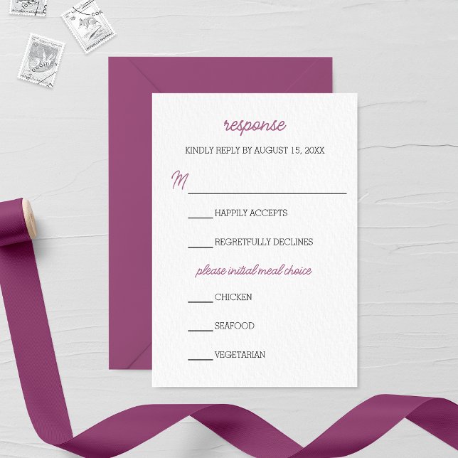 Minimalist Purple Aster Wedding RSVP Card (Creator Uploaded)