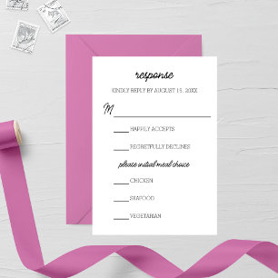 Minimalist Purple Aster Wedding RSVP Card