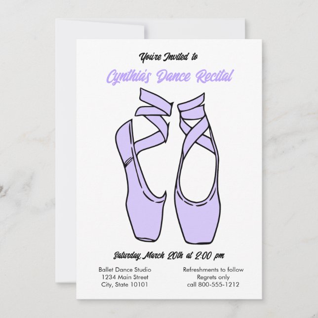 Minimalist Purple Ballet Dance Recital Invitation (Front)