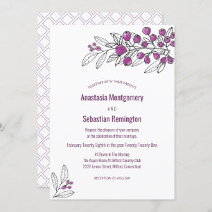 Minimalist Purple Berry Leaf Wedding Template