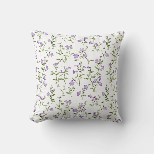 Minimalist purple flowers cushion (Front)