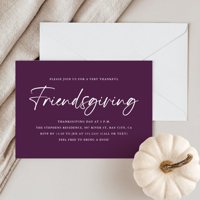 Minimalist Purple Friendsgiving Invitation (Creator Uploaded)