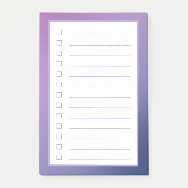 Minimalist Purple Gradient Checklist  Post-it Notes (Front)