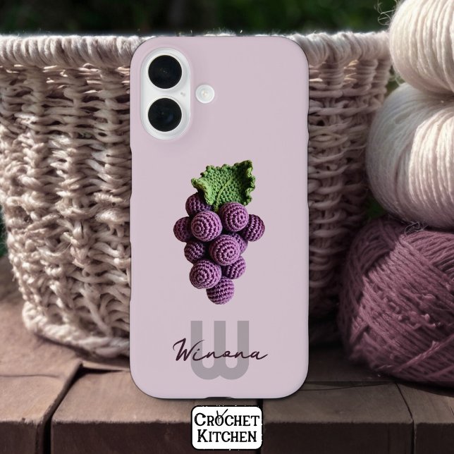 Minimalist Purple Grandma Chic Crochet Grape Name Case-Mate iPhone Case (Creator Uploaded)