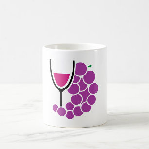 Minimalist Purple Grapes and Wine Glass Coffee Mug