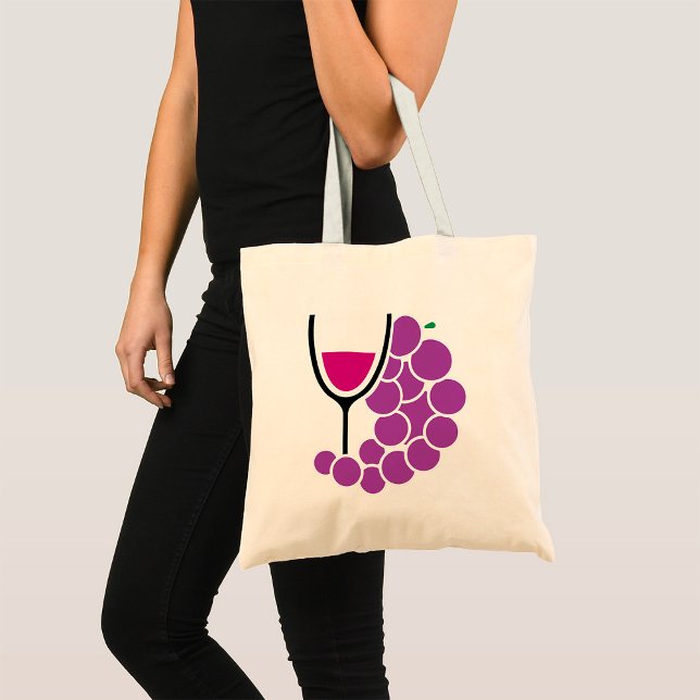 Minimalist Purple Grapes and Wine Glass Tote Bag (Creator Uploaded)