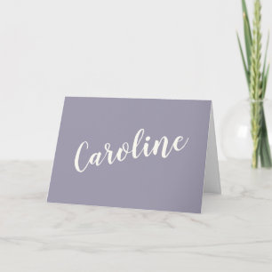 Minimalist Purple Grey Typography Personalised Note Card