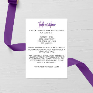 Minimalist Purple Larkspur Wedding Enclosure Card