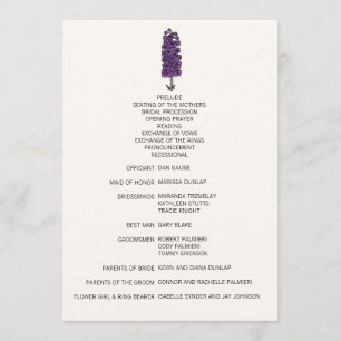 Minimalist Purple Larkspur Wedding Program