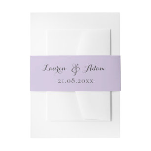 Minimalist Purple Monogram Wedding Invitation Belly Band
