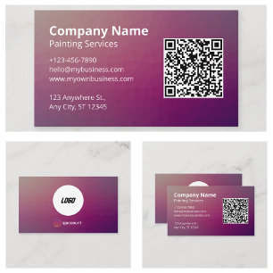 Minimalist Purple Painter QR Code Business Card
