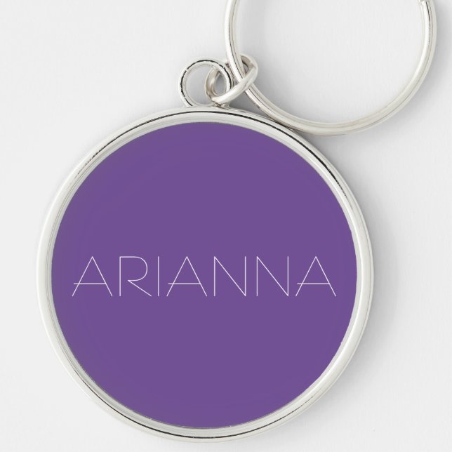 Minimalist Purple Personalised Name Keychain (Front)