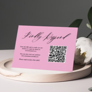 Minimalist Purple Pink Wedding QR Code  RSVP Card