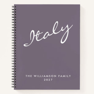 Minimalist Purple Script Personalised Travel Notebook