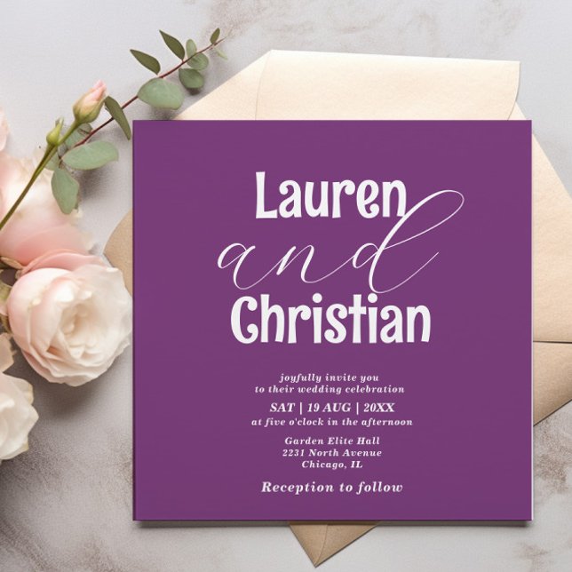 Minimalist Purple Scripture Wedding Invitation (Creator Uploaded)