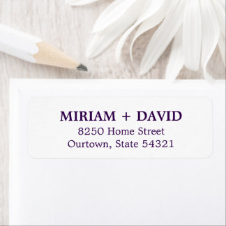 Minimalist Purple Serif Name + Return Address Return Address Label