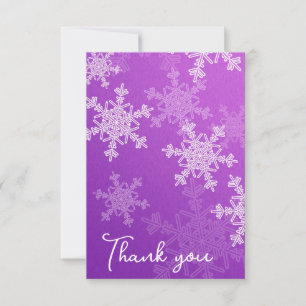 Minimalist Purple Snowflakes Baby Shower Thank you Card