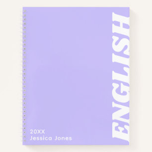 Minimalist Purple Vertical Text School Subject Notebook