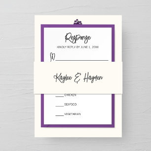 Minimalist Purple Wedding  Invitation Belly Band