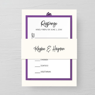 Minimalist Purple Wedding Invitation Belly Band