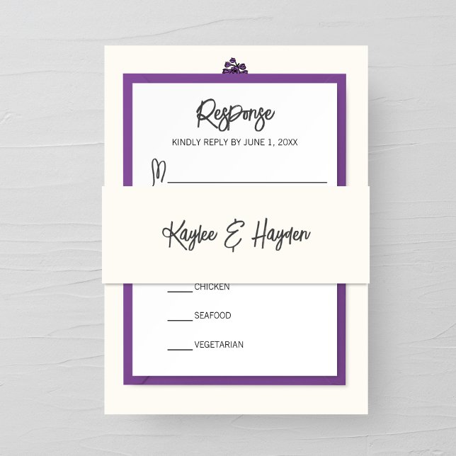 Minimalist Purple Wedding  Invitation Belly Band (Creator Uploaded)