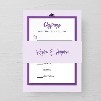 Minimalist Purple Wedding Invitation Belly Band