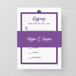 Minimalist Purple Wedding Invitation Belly Band