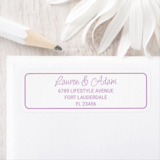 Minimalist Purple Wedding Return Address Label (Insitu)