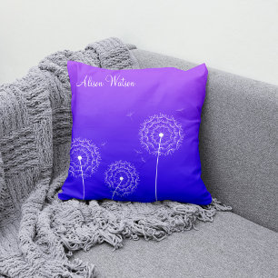 Minimalist Purple White Dandelion Flowers Nam Cushion