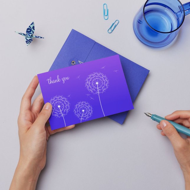 Minimalist Purple White DandelionThank You  Postcard (Creator Uploaded)