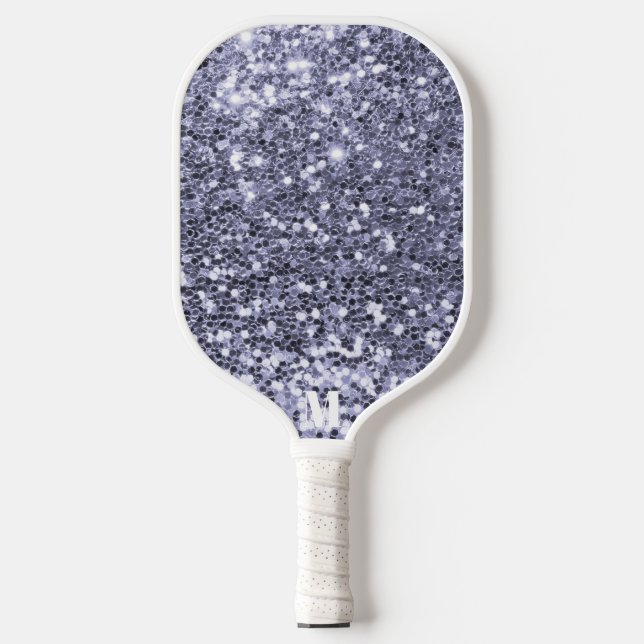 Minimalist Purple White Diamond Modern Monogram  Pickleball Paddle (Front)