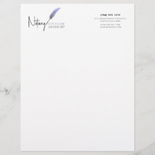 Minimalist Purple & White Simple Modern Notary Custom Letterhead