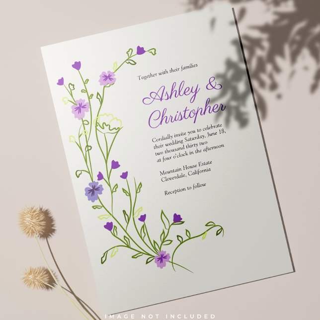 Minimalist Purple Wildflower Wedding Invitation (Creator Uploaded)