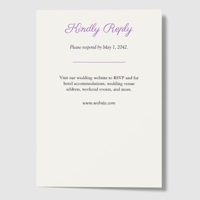 Minimalist Purple Wildflower Wedding RSVP Card (Creator Uploaded)