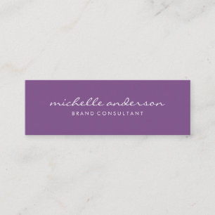Minimalist Purple with Cursive Text Mini Business Card