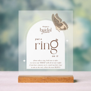 Minimalist put a Ring on it Bridal Shower Game Acrylic Sign