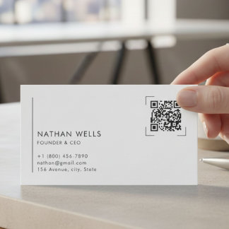Minimalist QR Code Black & White Business Card