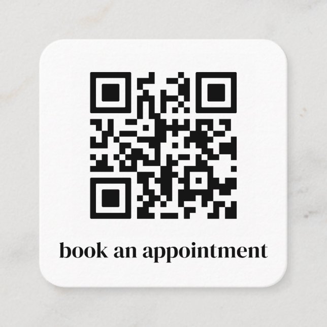 Minimalist QR Code Book Appointment Square Business Card (Front)