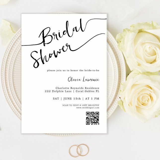 Minimalist QR Code Bridal Shower Invitation (Creator Uploaded)